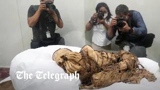 Ancient mummy tied with ropes goes on display in Peru