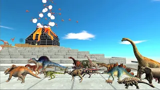 Animal vs. Dinosaur speed race. Volcano climbing course! | Animal Revolt Battle Simulator