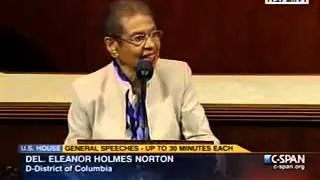 Norton on the House floor saluting Frager's Hardware