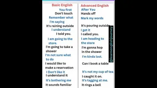 BASIC VS ADVANCED ENGLISH ||ADVANCED VOCABULARY #shorts