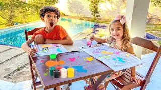 ROTINA DA TARDE PINTANDO COM TINTAS COM MANUELA E LUCAS ROCHA - Família Rocha