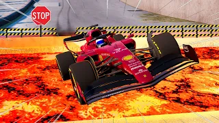 F1 Car vs Obstacle Course with LAVA in BeamNG Drive!