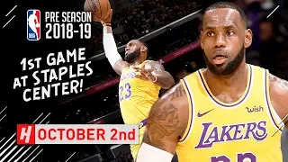 LeBron James SICK Full Highlights Lakers vs Nuggets 2018.10.02 - 13 Points in 1st Half!