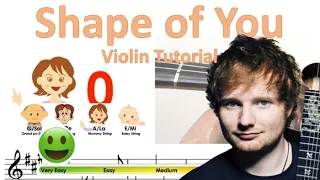 Shape of you by Ed Sheeran sheet music easy violin tutorial