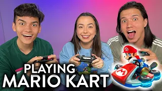 Playing Mario Kart with Roni, Aaron and Andrew