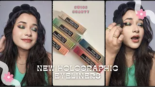 *NEW* Swiss beauty Holographic eyeliners Swatches & Review #swissbeauty #holographics