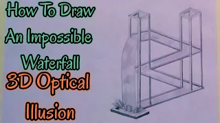 How To Draw The Impossible Waterfall 3D Optical Illusion / Step By Step #02