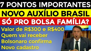 AUXÍLIO BRASIL: Novo Bolsa Família ou Auxílio Emergencial permanente? R$ 300 ou R$ 400?