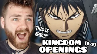 First Time Reacting to "KINGDOM Openings (1-7)" | ANIME REACTION