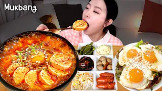 Korean home-style mukbang💛 Soft tofu stew, sesame oil sprinkled egg rice, and 6 side dishes MUKBANG