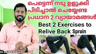 How to Manage Back Sprain at Home, പെട്ടെന്ന് നടു ഉളുക്കി പിടിച്ചാൽ ചെയ്യേണ്ട പ്രധാന 2 വ്യായാമങ്ങൾ