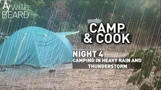 Camp & Cook | Night 4 | Solo camping in heavy rain and thunderstorm | Relaxing Outdoor ASMR