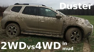 Dacia Duster 2WD vs 4WD in mud