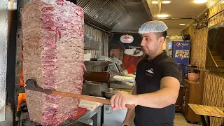 Doner meat sheets are cut easily because of their softness! | Delicious Famous Turkish Doner