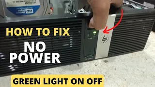 HP RP5800 | Hp Computer Won't Power On (Puch power button flashing green light back off ) Solution