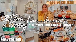 ✨NEW KITCHEN & DINING CLEAN + DECORATE | HUGE FALL DECOR HAUL | EASY RECIPE IDEA