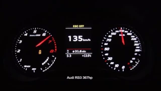 Mercedes A45 AMG (353hp) vs Audi RS3 (367hp) 0-250 Kph Acceleration Top Speed