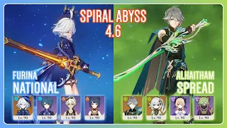 C2 Furina National & C0 Alhaitham Spread | Spiral Abyss 4.6 | Genshin Impact