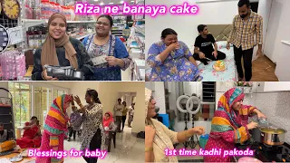 Riza Ka cake kaisa bana? 🙈 | 1st time banayi Kadhi pakoda | baby ke liye Blessings | vlog