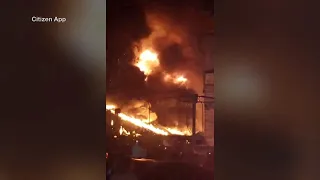 Firefighter hurt, stores destroyed by massive fire in the Bronx