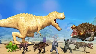 Evolution of Sand Tyrannosaurus Rex vs Dinosaurs Gorilla Godzilla and Giant Frog Funny video