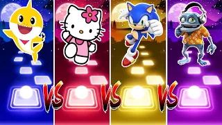Baby Shark vs Hello Kitty vs Sonic vs Crazy Frog || Tiles Hop Edm Rush!