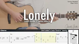 Lonely - Justin Bieber & benny blanco | Fingerstyle Guitar | TAB + Chords + Lyrics