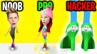 Can We Go NOOB vs PRO vs HACKER In HIGH HEELS APP!? Prezley & Miss Charli