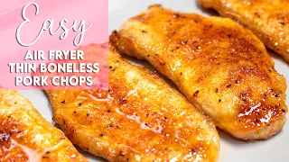Easy Air Fryer Thin Boneless Pork Chops No Breading Recipe | Munchy Goddess