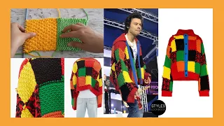 HARRY STYLES SWEATER PT. 2 CUADRO AMARILLO / PUNTADA  ARROZ DOBLE || TEJIDO CREATIVA