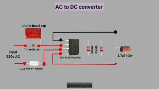 220v AC to 12v DC convertor circuit without transformer || AC to DC convertor #skills #video