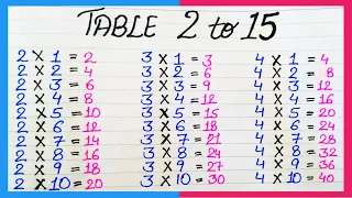 Table 2 to 15 | Pahada 2 se 15 tak | Table of 2 to 15