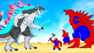 Rescue SPIDER GODZILLA & KONG Vs Evolution Of SHIMOZILLA : Who Will Win?| Godzilla Cartoon