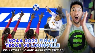 Volleyball Coach Analyzes NCAA 2022 Women's Championship : Texas vs Louisville (Set 1)
