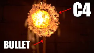 Can Explosions Deflect Bullets? 2 MILLION FPS - The Slow Mo Guys