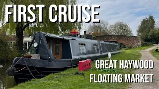 First days cruising in our new off grid floating narrowboat home | great Haywood market CRT23