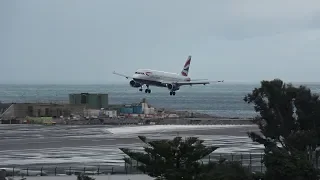 BA492  from Heathrow go around with touch down Cross wind Gibraltar Airport 19/11/18