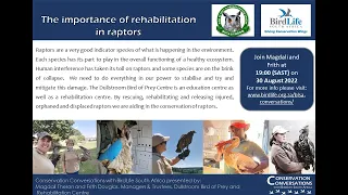 Conservation Conversations: Raptor Rehabilitation - Frith Douglas & Magdali Theron (30Aug22)