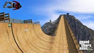 Как сделать РАМПУ - СПУСК БЕЗ ТОРМОЗОВ! МОД НА СКЕЙТБОРД В ГТА 5 МОДЫ. Mount Chiliad Mega Ramp