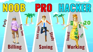 NOOB vs PRO vs HACKER in Run Rich 3D | GokuNoob