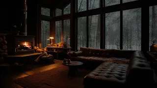 Beat Insomnia to Deep Sleep with Relaxing Rain Sounds and Cozy Fireplace in Cozy Cabin