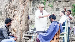 $1 Shave From Street Barber Working Under A Tree I Hampi, India.