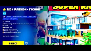 FORTNITE ⭐ RICH MANSION - TYCOON 🆕FULL WALKTHROUGH - MAP CODE: 0224-3579-0561