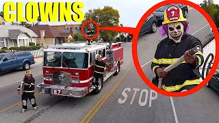 when you see this clown fire truck filled with CLOWN Fireman, do not pass it! Drive away FAST!!