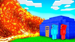 Casa de AGUA vs TSUNAMI de LAVA en Minecraft!