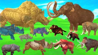 Prehistoric Mammals vs Shadow Itself Mammals Size Comparison Mammoth Mastodon Vs Woolly Rhino