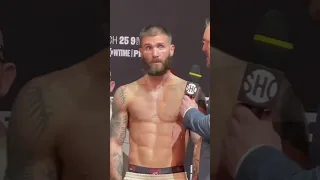 CALEB PLANT IMMEDIATE REACTION AFTER PUTTING HIS HANDS ON DAVID BENAVIDEZ FACE DURING FACE OFF!