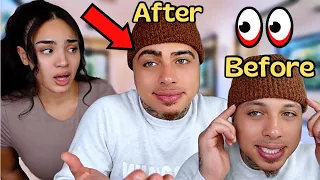 FILLING IN MY EYEBROWS PRANK ON WIFE! *hilarious*