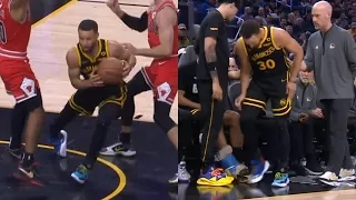 Stephen Curry yells in pain after ankle injury vs Bulls and limps to locker room 😳