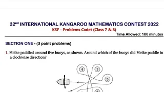 32nd International Kangaroo Mathematics Contest 2022 KSF-Problems Cadet (Class 7 & 8)